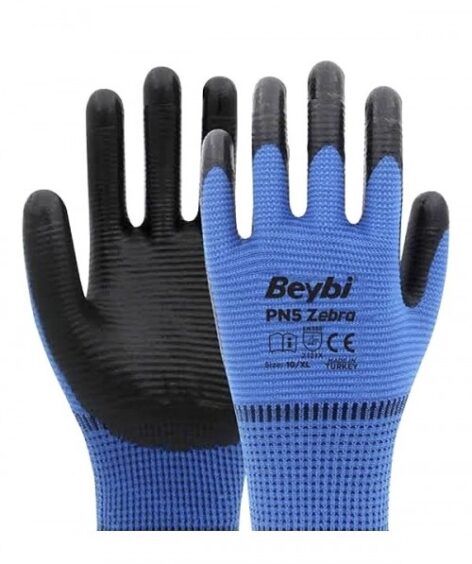 NİTRİL KAPLAMA ÖRME İŞ ELDİVENİ BEYBİ NO:9 POLY ZEBRA
